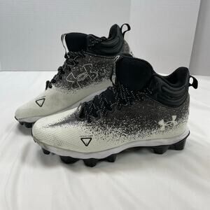 Under Armour Spotlight Select Mid Football Cleats Black White 5.5Y Boys Mens